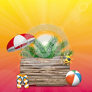 Summer Sky Sun Wooden Board Flip-Flops Sunshade Palm