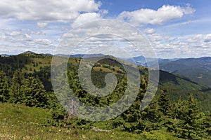 Summer Slovak Mountain Great Fatra, Velka Fatra, peaks Nova Hola 1361 m and Zvolen 1403 m, views from them, Slovakia