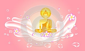 Summer songkran festival thailand. april 11 - 15. respect monk buddha to wich hope health happy and peace. vector illustration