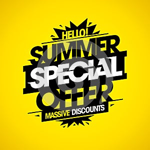 Summer special offer massive discounts, summer sale web banner