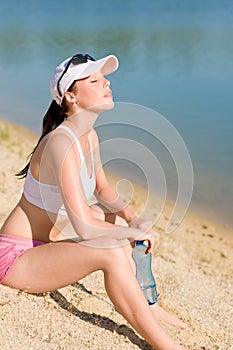 Summer sport fit woman enjoy sunset