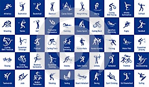 Summer sports icons set, vector pictograms for web and print