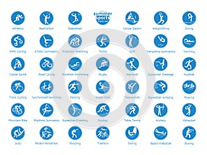 Summer sports icons set, vector pictograms