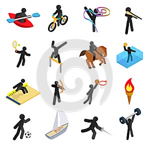 Summer sports isometric 3d icons set