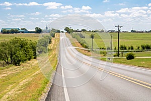 Summer or spring view of country road in Justin Texas photo