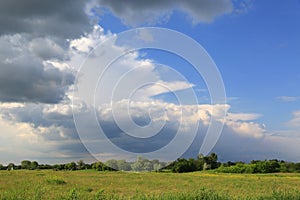 Summer steppe before thunderstorm