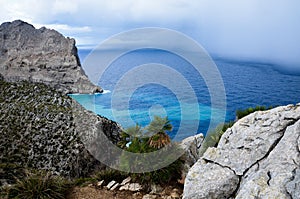 Summer storm approaching the coast in Majorca, Spain