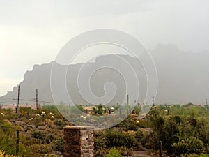 Summer Storm Over the Superstition Mountains in Arizona photo