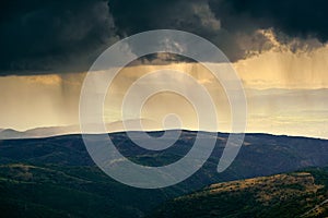 Summer Storm and Rain On Mountains In Spain