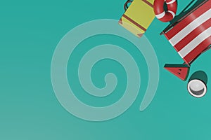 Summer stuff in 3d illustration rendering