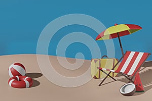 Summer stuff in 3d illustration rendering