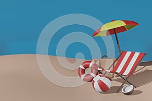 Summer stuff in 3d illustration rendering