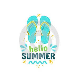 Summer summertime themed illustration typographic design on a white background.