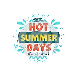 Summer summertime themed illustration typographic design on a white background.