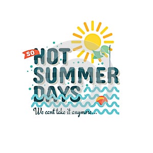 Summer summertime themed illustration typographic design on a white background.