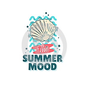 Summer summertime themed illustration typographic design on a white background.