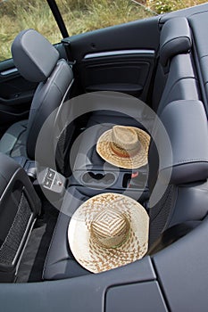 Summer, Sun, Car with two straw hats