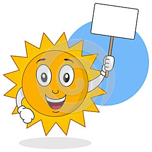 Summer Sun Character Holding Sign