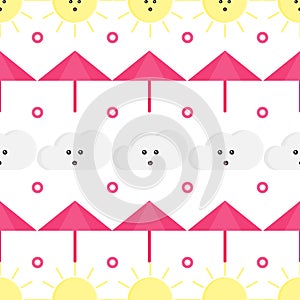 Summer sun and cloud seamless pattern