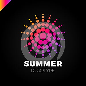 Summer sun with dot logo. Creative circel or dots star logotype