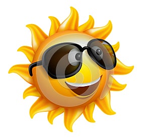 Summer Sun Face with sunglasses and Happy Smile photo