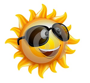 Summer Sun Face with sunglasses and Happy Smile