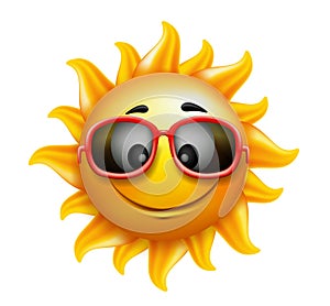 Summer Sun Face with sunglasses and Happy Smile