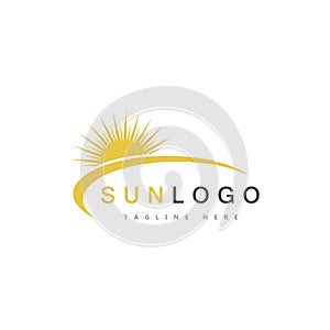 Summer Sun Logo Template Vector.