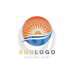 Summer Sun Logo Template Vector.