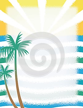 Slunce  palma strom  oceán 