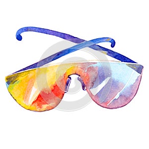 Summer sun protection glasses. watercolor illustration