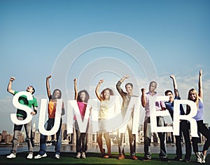 Summer Sun Sunshine Freedom Teenager Teamwork Concept