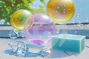 Summer sunlight and soap bubbles