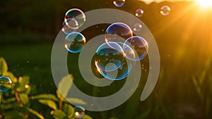 Summer sunlight and soap bubbles.