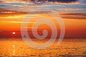 Summer sunrise and Beautiful cloudscape over the sea