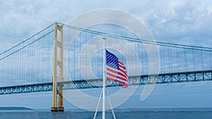 Summer sunrise on the Mackinac bridge - Michigan