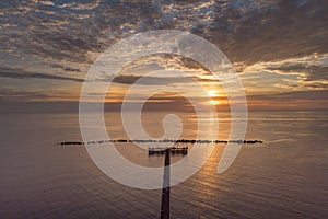 Summer sunrise over Mamaia beach, Romania