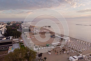 Summer sunrise over Mamaia beach, Romania