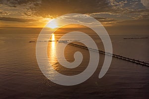 Summer sunrise over Mamaia beach, Romania