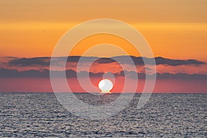 Summer sunrise over Mamaia beach, Romania