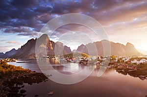 Summer sunrise, Reine Village, Lofoten Islands