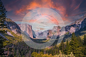 Summer sunrise at Yosemite National Park, California, United States