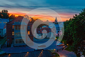 Summer sunset and beautiful sky above the Tartu, Estonia