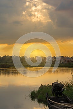 Summer sunset glow in countryside of China