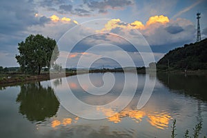 Summer sunset glow in countryside of China