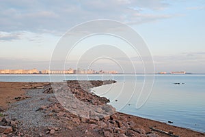 Summer sunset on the Gulf of Finland in Saint-Petersburg