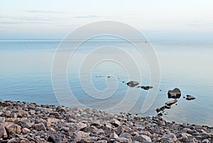 Summer sunset on the Gulf of Finland in Saint-Petersburg