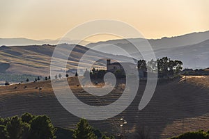 Summer sunset landscape in Val d`Agri, Basilicata