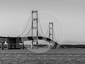 Summer sunset on the Mackinac bridge - Michigan