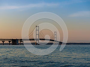 Summer sunset on the Mackinac bridge - Michigan